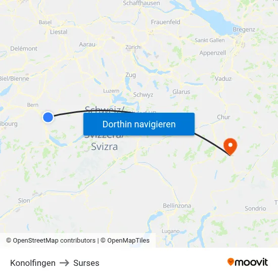 Konolfingen to Surses map