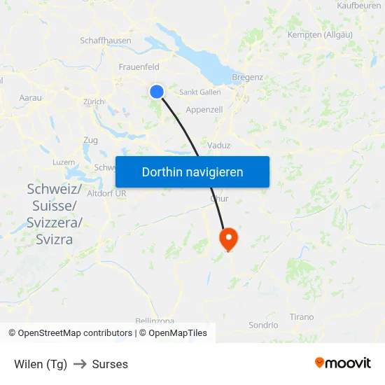 Wilen (Tg) to Surses map