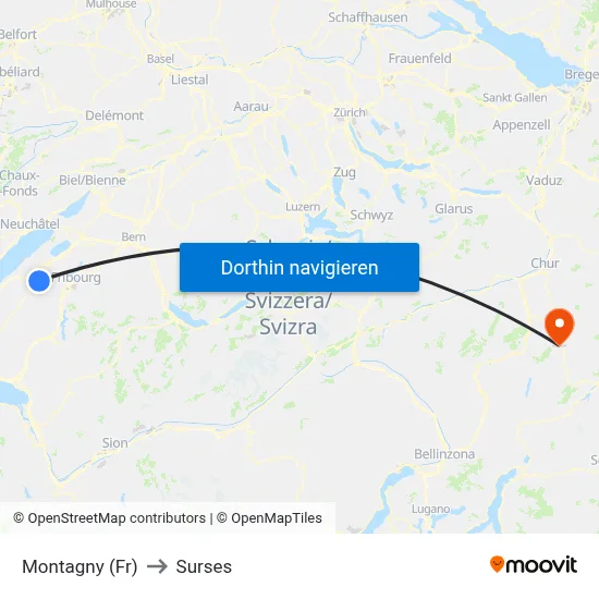Montagny (Fr) to Surses map
