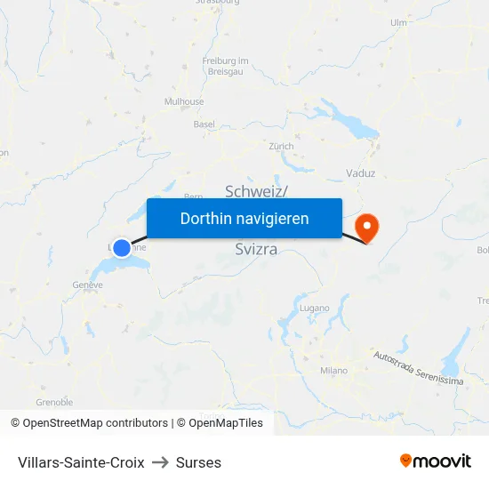 Villars-Sainte-Croix to Surses map