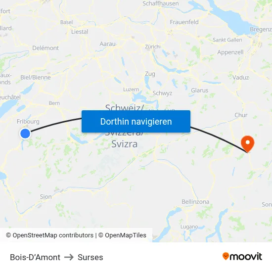 Bois-D’Amont to Surses map