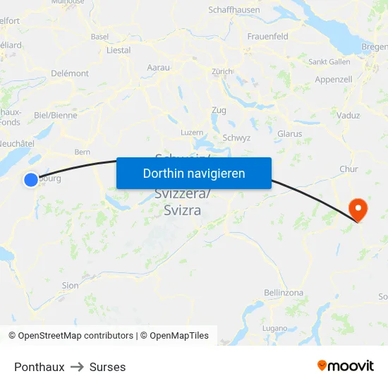 Ponthaux to Surses map