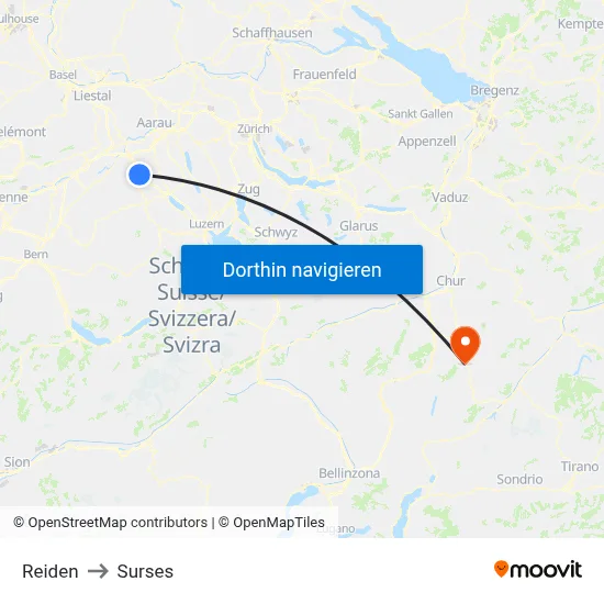 Reiden to Surses map