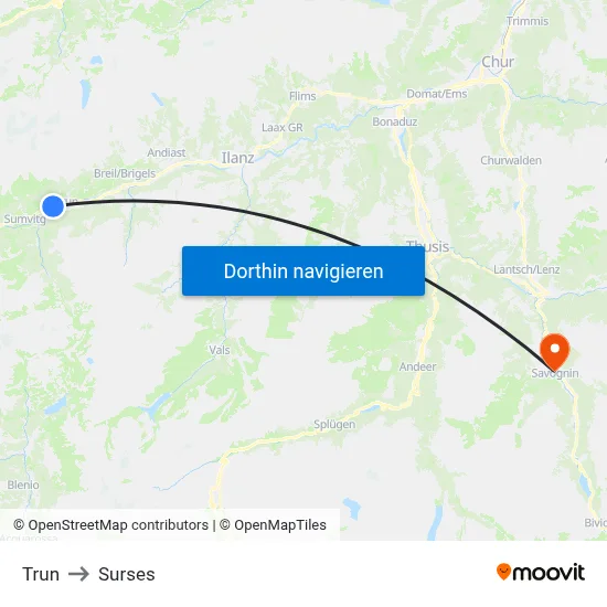 Trun to Surses map