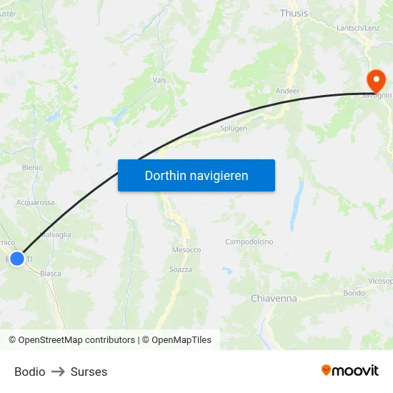 Bodio to Surses map