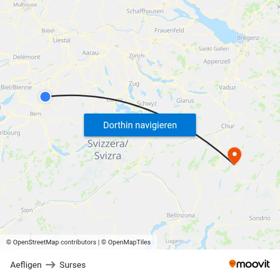 Aefligen to Surses map
