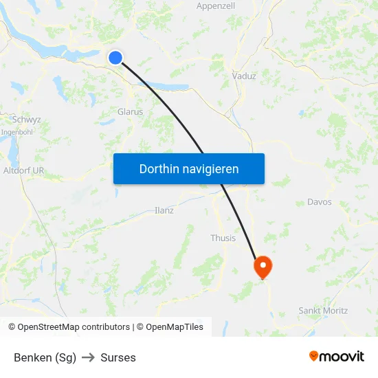 Benken (Sg) to Surses map