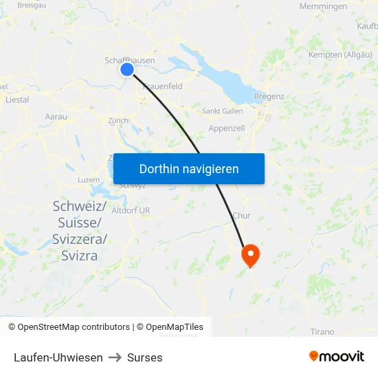 Laufen-Uhwiesen to Surses map