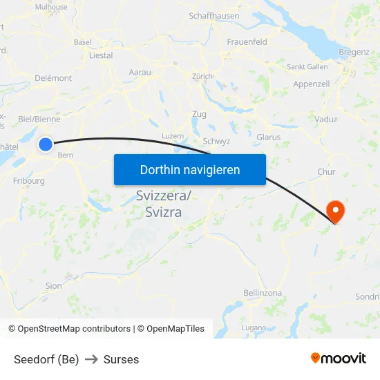 Seedorf (Be) to Surses map