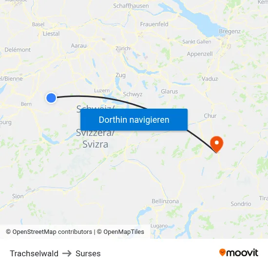 Trachselwald to Surses map