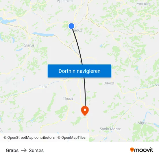 Grabs to Surses map