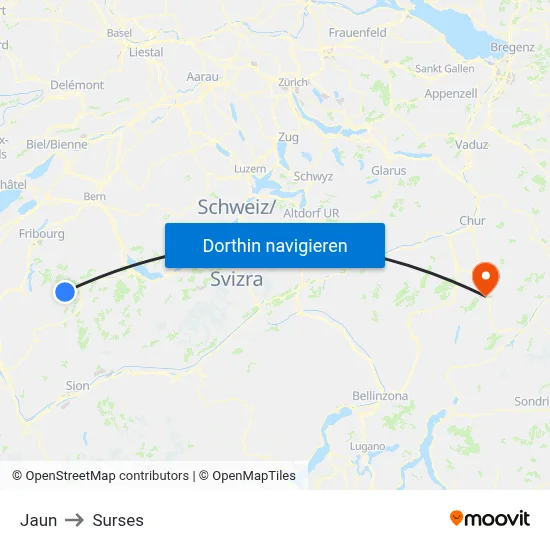 Jaun to Surses map