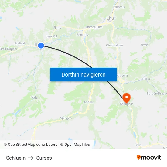 Schluein to Surses map