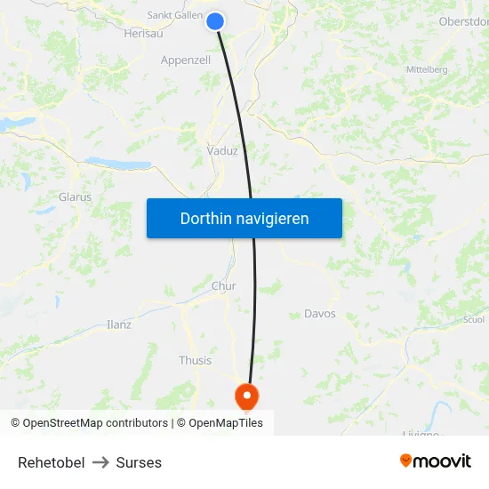 Rehetobel to Surses map