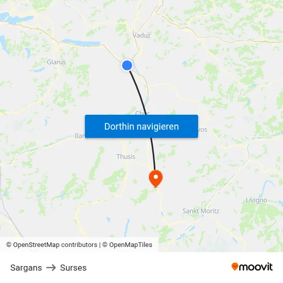 Sargans to Surses map
