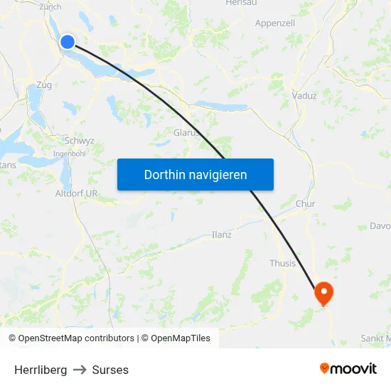 Herrliberg to Surses map