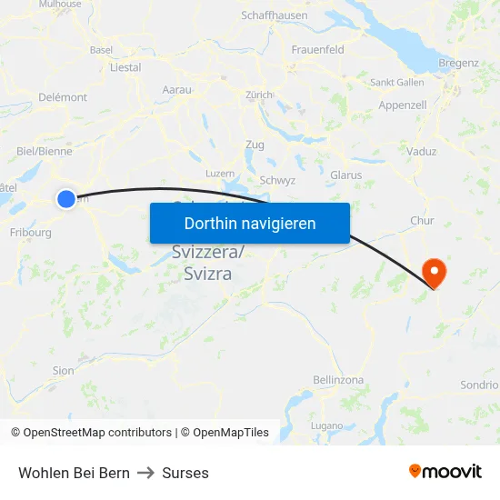 Wohlen Bei Bern to Surses map