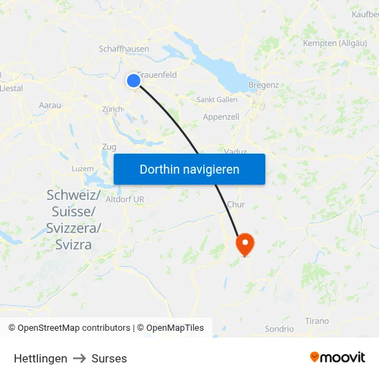 Hettlingen to Surses map