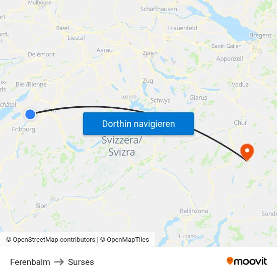 Ferenbalm to Surses map
