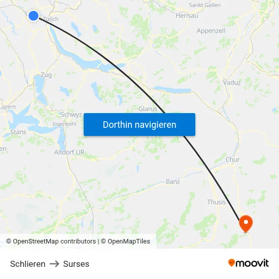 Schlieren to Surses map