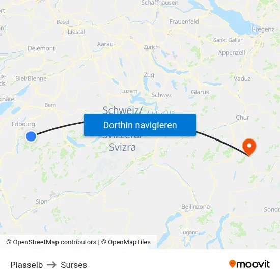 Plasselb to Surses map