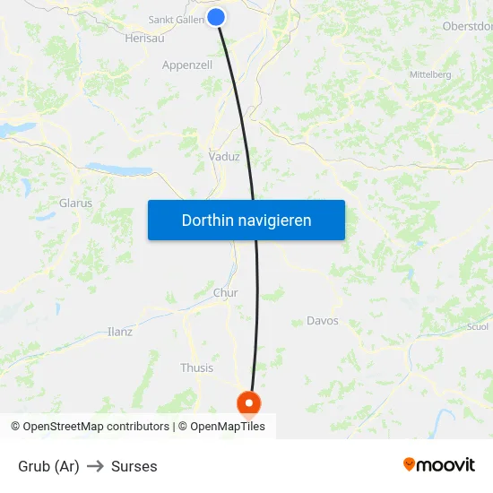 Grub (Ar) to Surses map