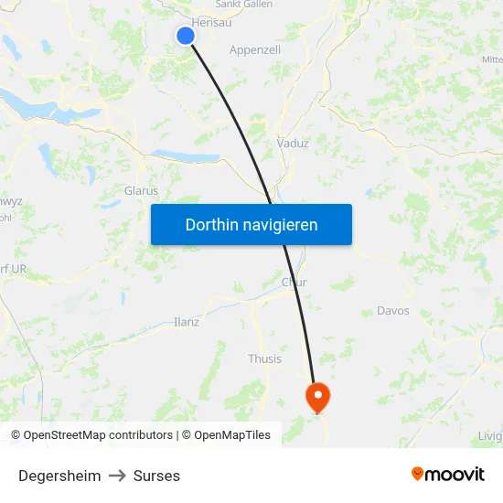 Degersheim to Surses map