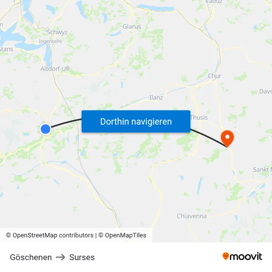 Göschenen to Surses map