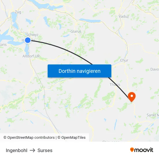 Ingenbohl to Surses map