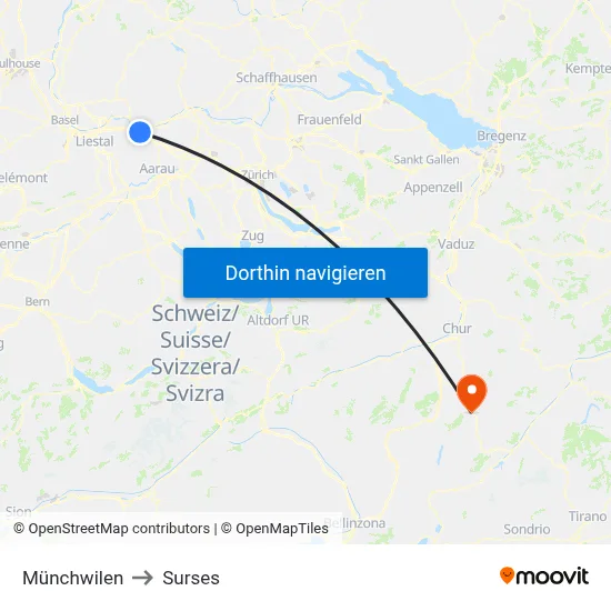 Münchwilen to Surses map