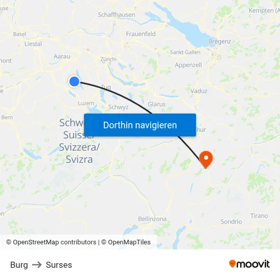 Burg to Surses map