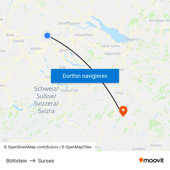Böttstein to Surses map