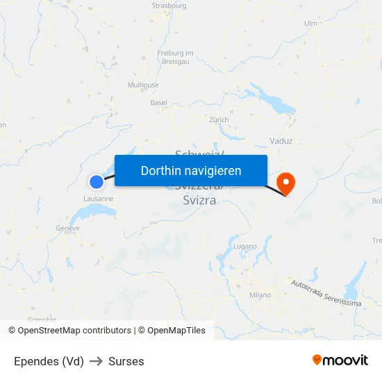 Ependes (Vd) to Surses map