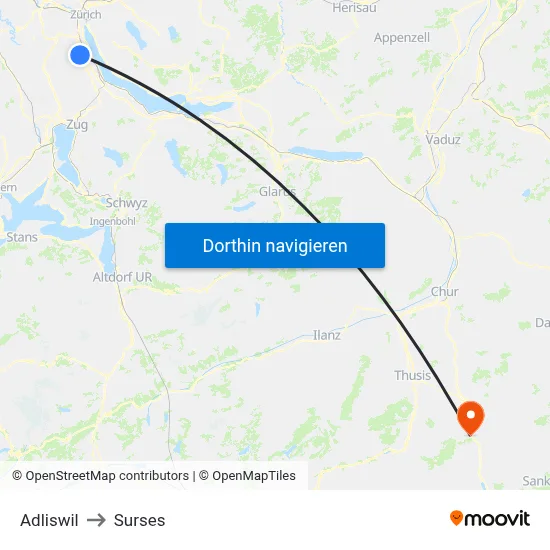 Adliswil to Surses map