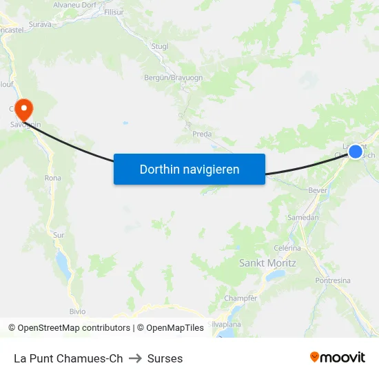La Punt Chamues-Ch to Surses map