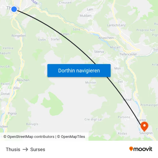 Thusis to Surses map