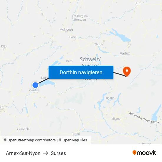 Arnex-Sur-Nyon to Surses map