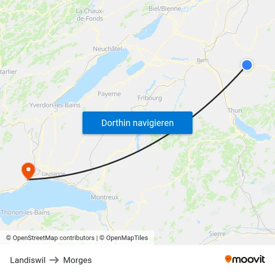Landiswil to Morges map