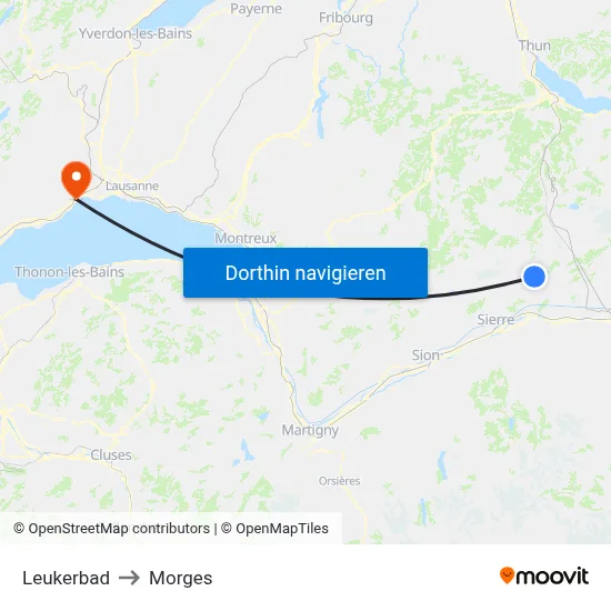 Leukerbad to Morges map