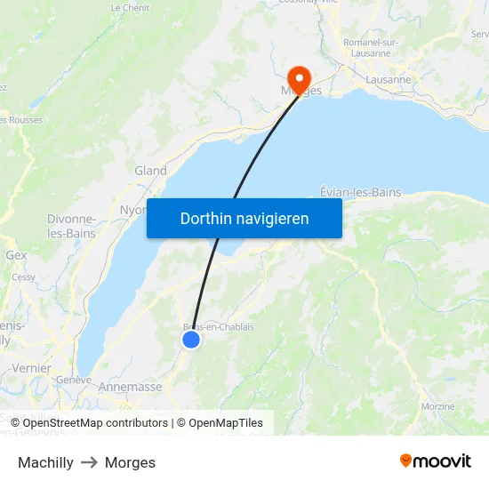 Machilly to Morges map