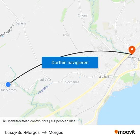 Lussy-Sur-Morges to Morges map