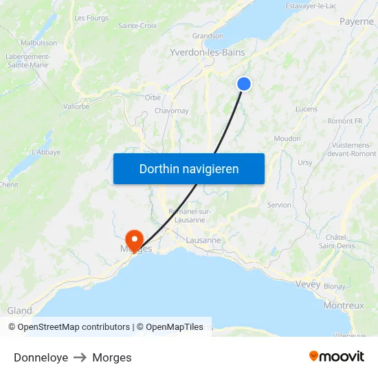 Donneloye to Morges map
