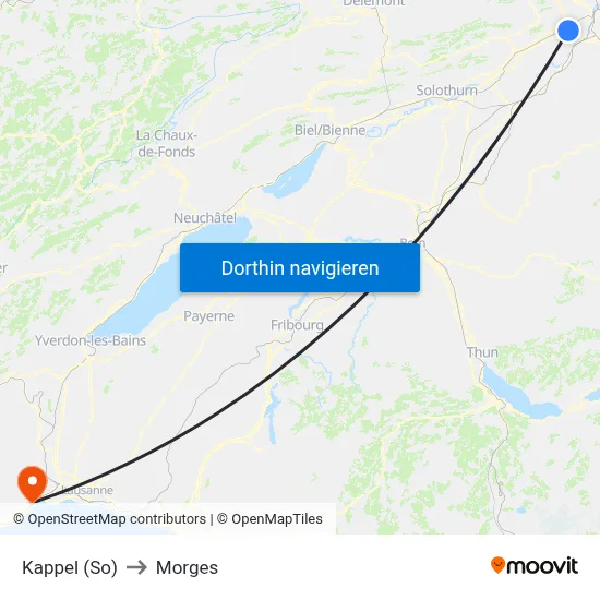 Kappel (So) to Morges map