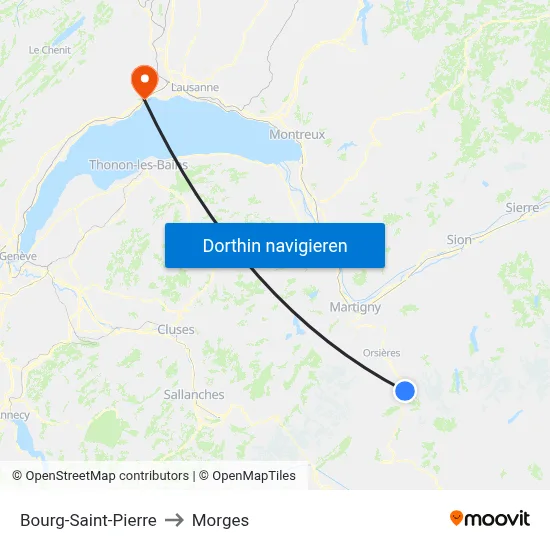 Bourg-Saint-Pierre to Morges map
