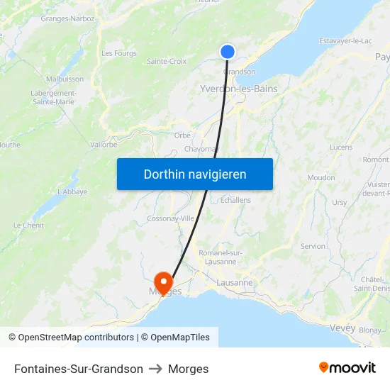 Fontaines-Sur-Grandson to Morges map
