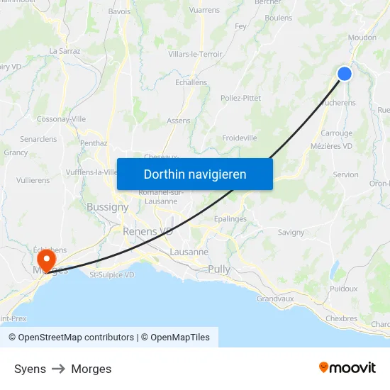 Syens to Morges map