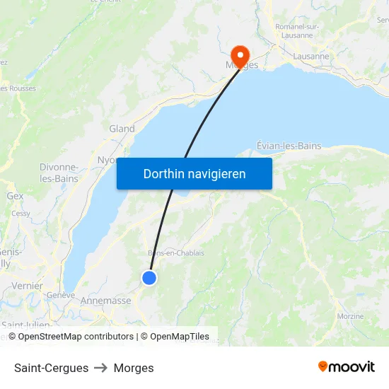 Saint-Cergues to Morges map