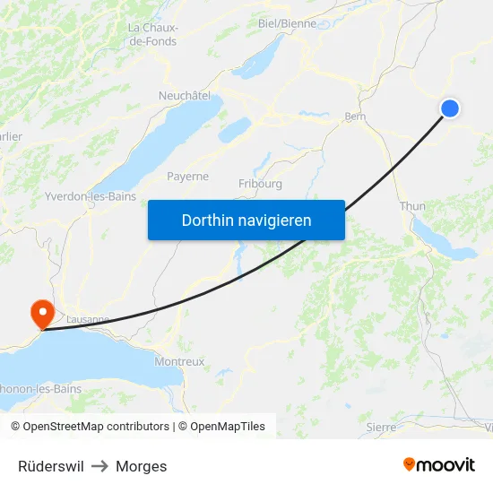 Rüderswil to Morges map