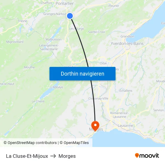 La Cluse-Et-Mijoux to Morges map