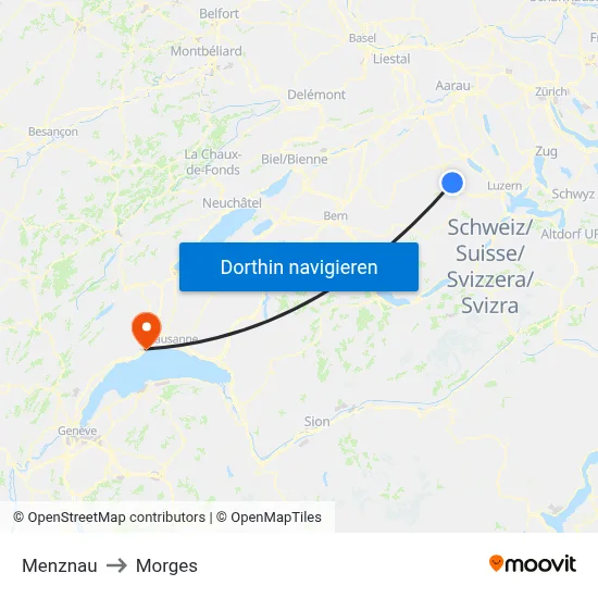 Menznau to Morges map
